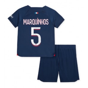 Paris Saint-Germain Marquinhos #5 Replica Home Stadium Kit for Kids 2023-24 Short Sleeve (+ pants)
